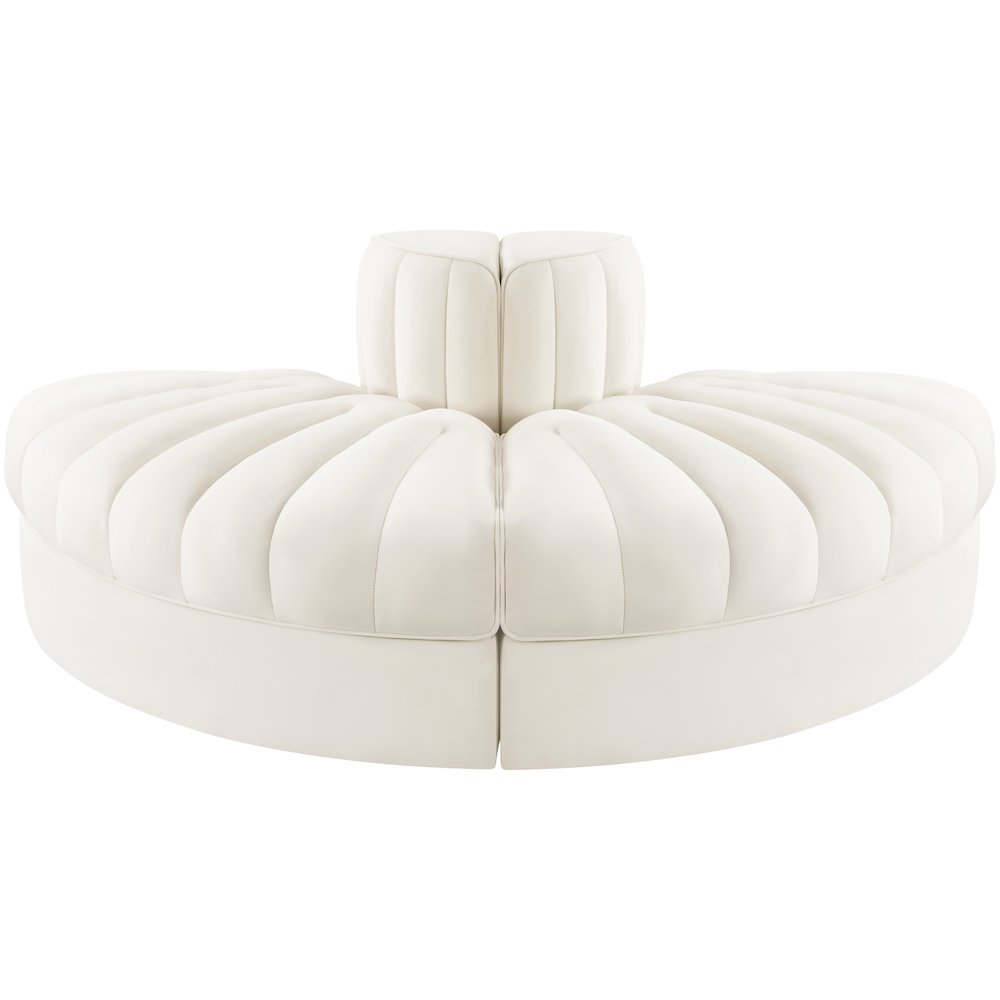 Rummi Cream Velvet Performance Fabric Upholstered 2pc. Modular Loveseat