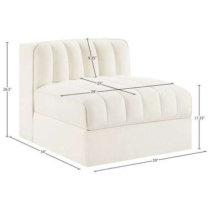 Rummi Cream Velvet Performance Fabric Upholstered Modular Chair