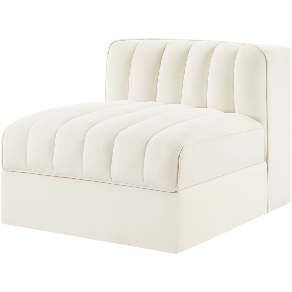 Rummi Cream Velvet Performance Fabric Upholstered Modular Chair