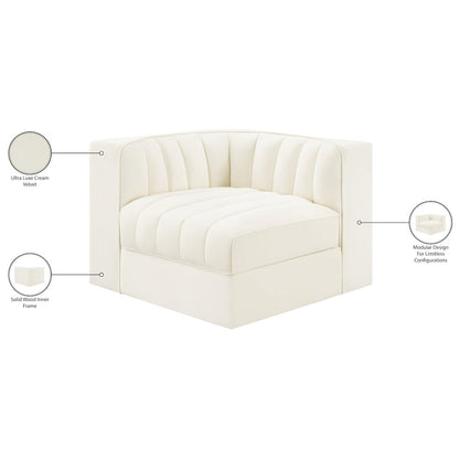 Rummi Cream Velvet Performance Fabric Upholstered Modular Chair