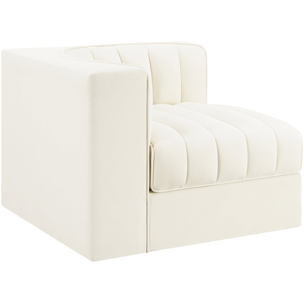 Rummi Cream Velvet Performance Fabric Upholstered Modular Chair