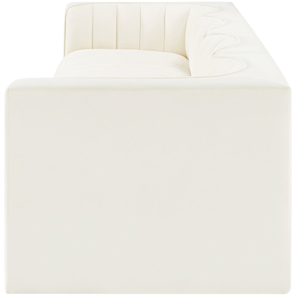 Rummi Cream Velvet Performance Fabric Upholstered 4pc. Modular Sofa
