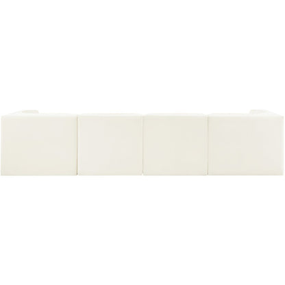 Rummi Cream Velvet Performance Fabric Upholstered 4pc. Modular Sofa