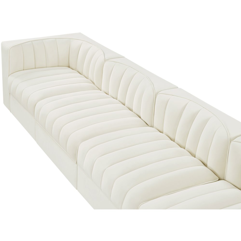 Rummi Cream Velvet Performance Fabric Upholstered 4pc. Modular Sofa