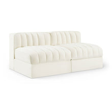 Rummi Cream Velvet Performance Fabric Upholstered 2pc. Modular Loveseat