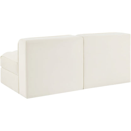 Rummi Cream Velvet Performance Fabric Upholstered 2pc. Modular Loveseat