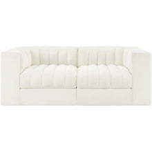 Rummi Cream Velvet Performance Fabric Upholstered 2pc. Modular Loveseat