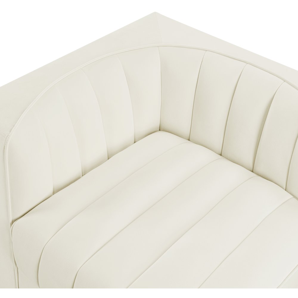 Rummi Cream Velvet Performance Fabric Upholstered 2pc. Modular Loveseat