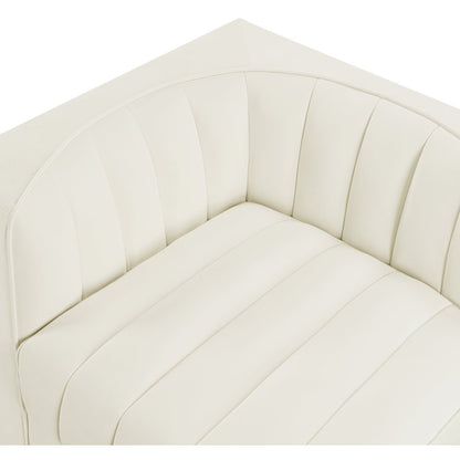 Rummi Cream Velvet Performance Fabric Upholstered 2pc. Modular Loveseat