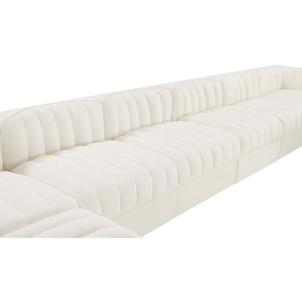 Rummi Cream Velvet Performance Fabric Upholstered 10pc. Modular Sectional