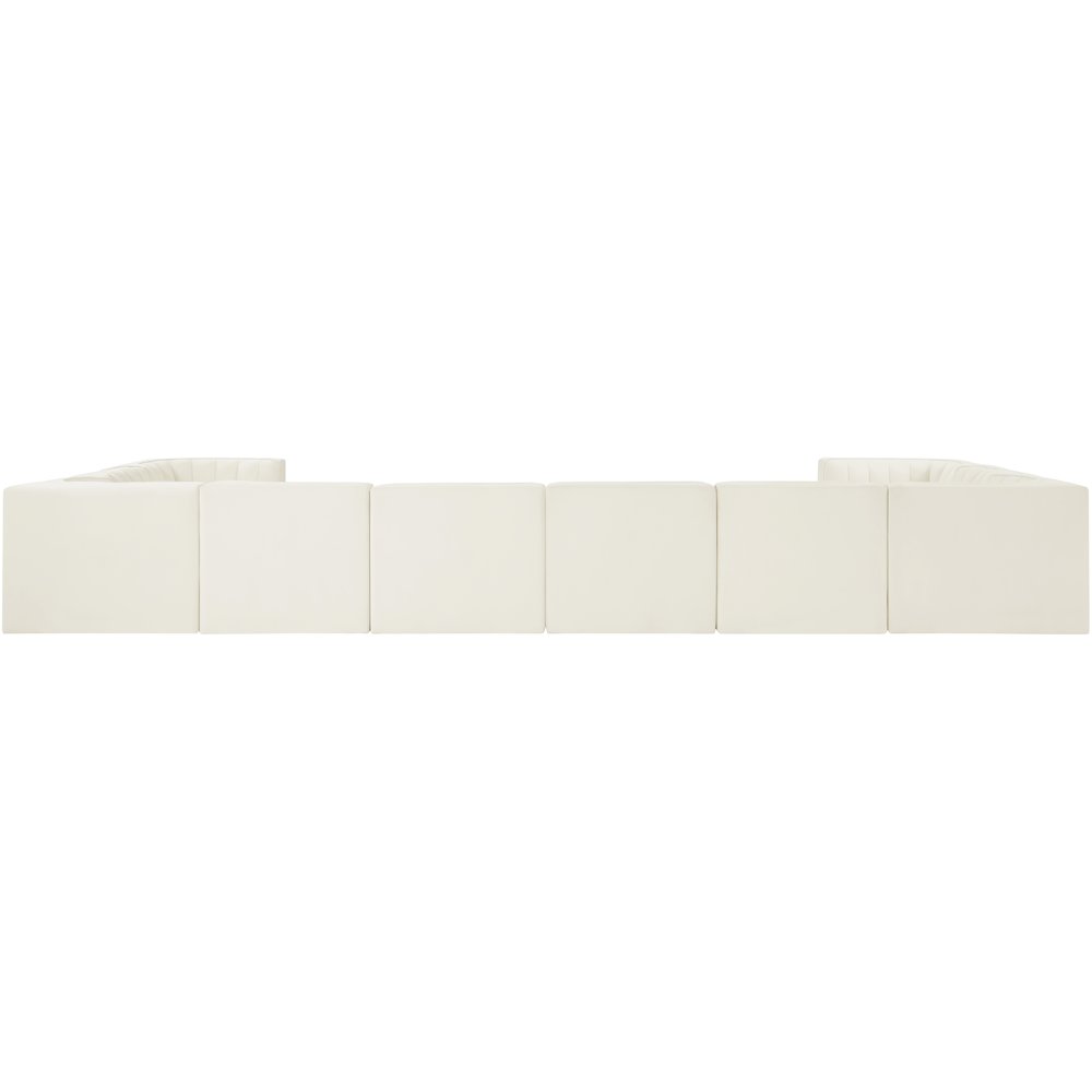 Rummi Cream Velvet Performance Fabric Upholstered 10pc. Modular Sectional