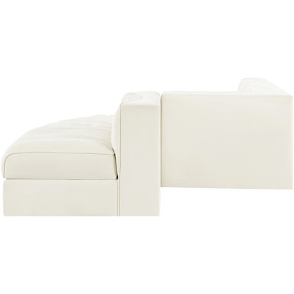 Rummi Cream Velvet Performance Fabric Upholstered 5pc. Modular Sectional