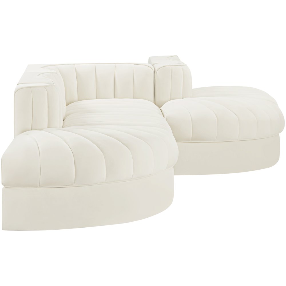 Rummi Cream Velvet Performance Fabric Upholstered 5pc. Modular Sectional