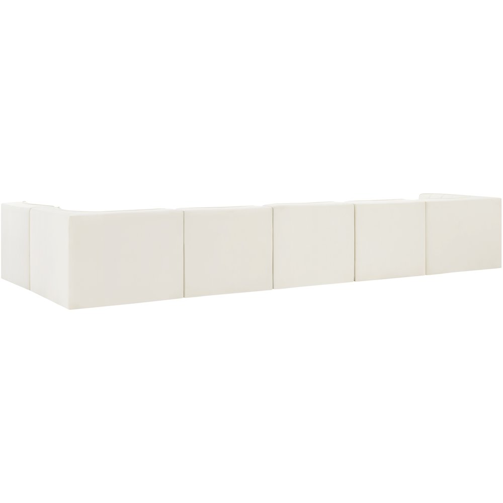 Rummi Cream Velvet Performance Fabric Upholstered 6pc. Modular Sectional