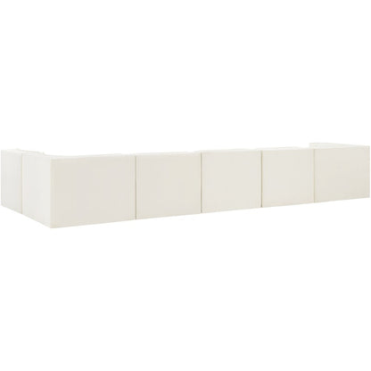 Rummi Cream Velvet Performance Fabric Upholstered 6pc. Modular Sectional