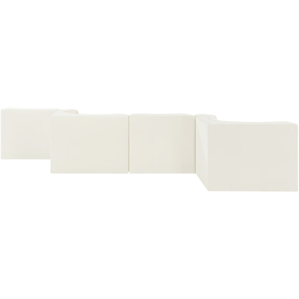 Rummi Cream Velvet Performance Fabric Upholstered 6pc. Modular Sectional