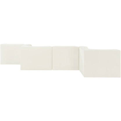 Rummi Cream Velvet Performance Fabric Upholstered 6pc. Modular Sectional
