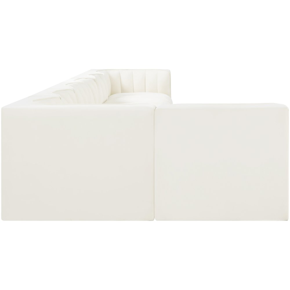 Rummi Cream Velvet Performance Fabric Upholstered 7pc. Modular Sectional