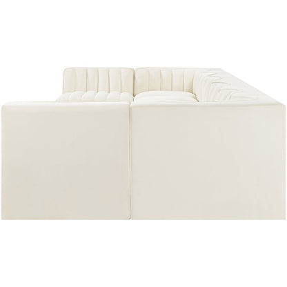 Rummi Cream Velvet Performance Fabric Upholstered 8pc. Modular Sectional