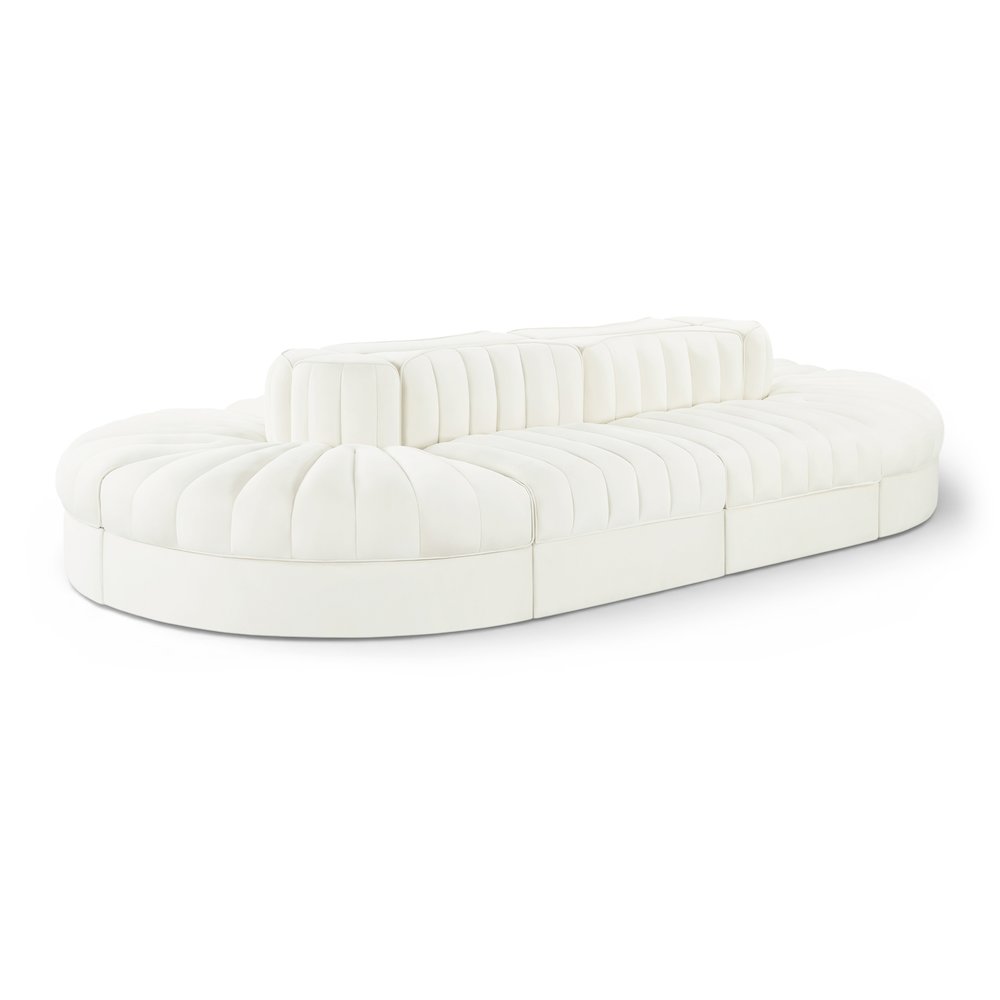Rummi Cream Velvet Performance Fabric Upholstered 8pc. Modular Sectional