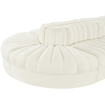 Rummi Cream Velvet Performance Fabric Upholstered 8pc. Modular Sectional