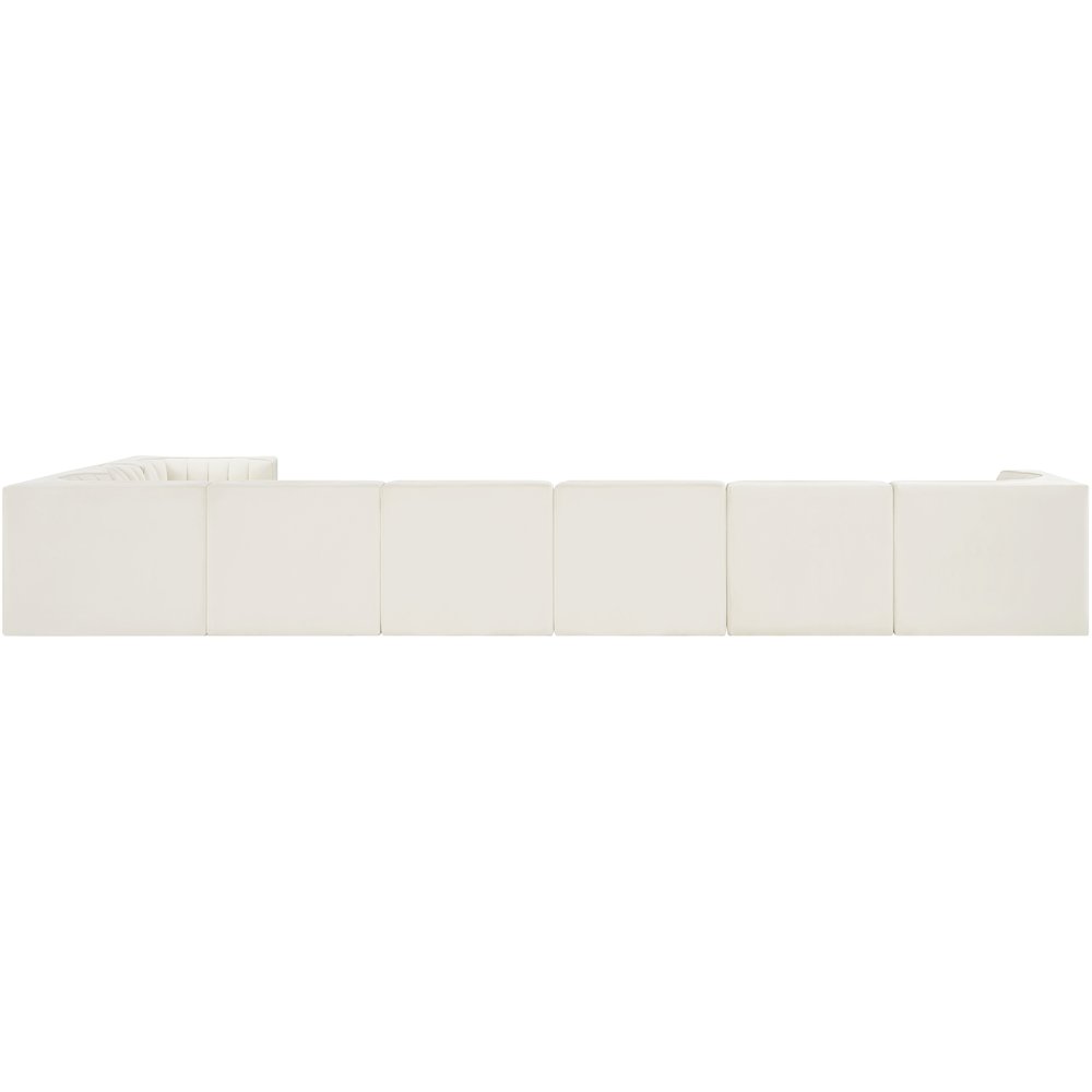 Rummi Cream Velvet Performance Fabric Upholstered 8pc. Modular Sectional