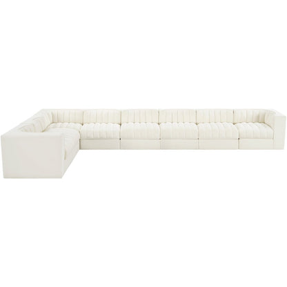 Rummi Cream Velvet Performance Fabric Upholstered 8pc. Modular Sectional