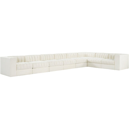 Rummi Cream Velvet Performance Fabric Upholstered 8pc. Modular Sectional