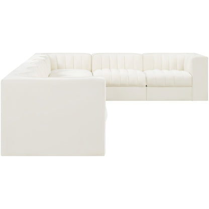 Rummi Cream Velvet Performance Fabric Upholstered 8pc. Modular Sectional