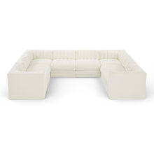 Rummi Cream Velvet Performance Fabric Upholstered 8pc.Modular Sectional