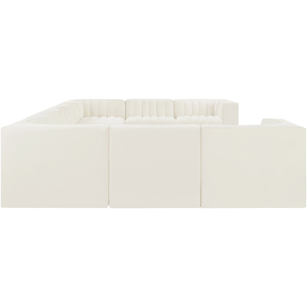 Rummi Cream Velvet Performance Fabric Upholstered 9pc. Modular Sectional