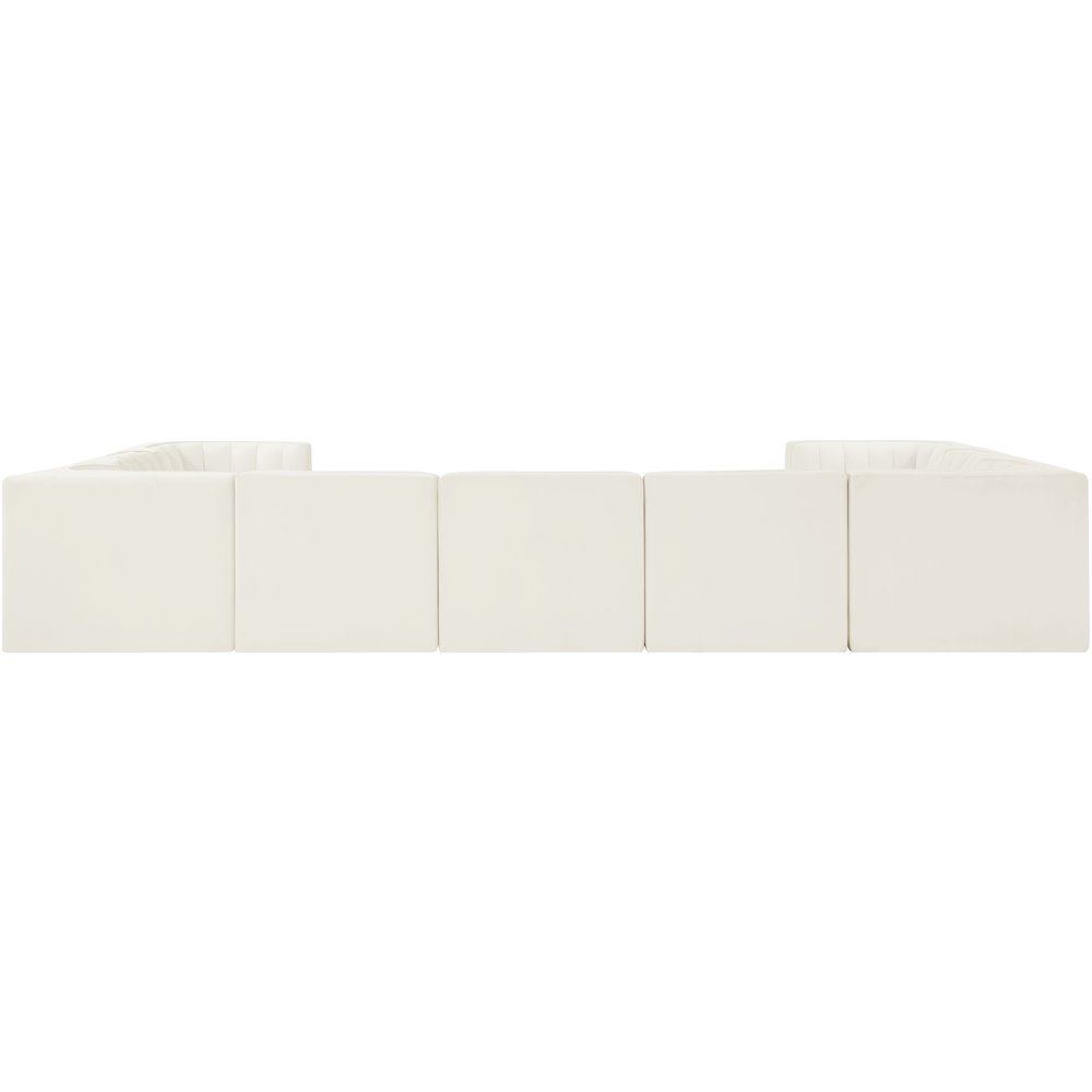 Rummi Cream Velvet Performance Fabric Upholstered 9pc. Modular Sectional