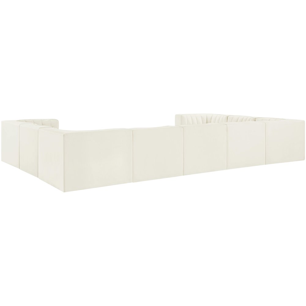 Rummi Cream Velvet Performance Fabric Upholstered 9pc. Modular Sectional