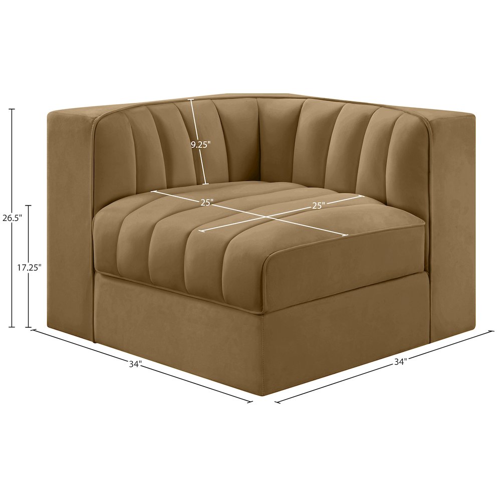 Rummi Saddle Velvet Performance Fabric Upholstered Modular Chair