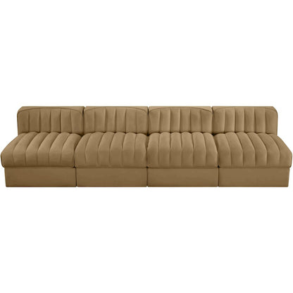 Rummi Saddle Velvet Performance Fabric Upholstered 4pc. Modular Sofa