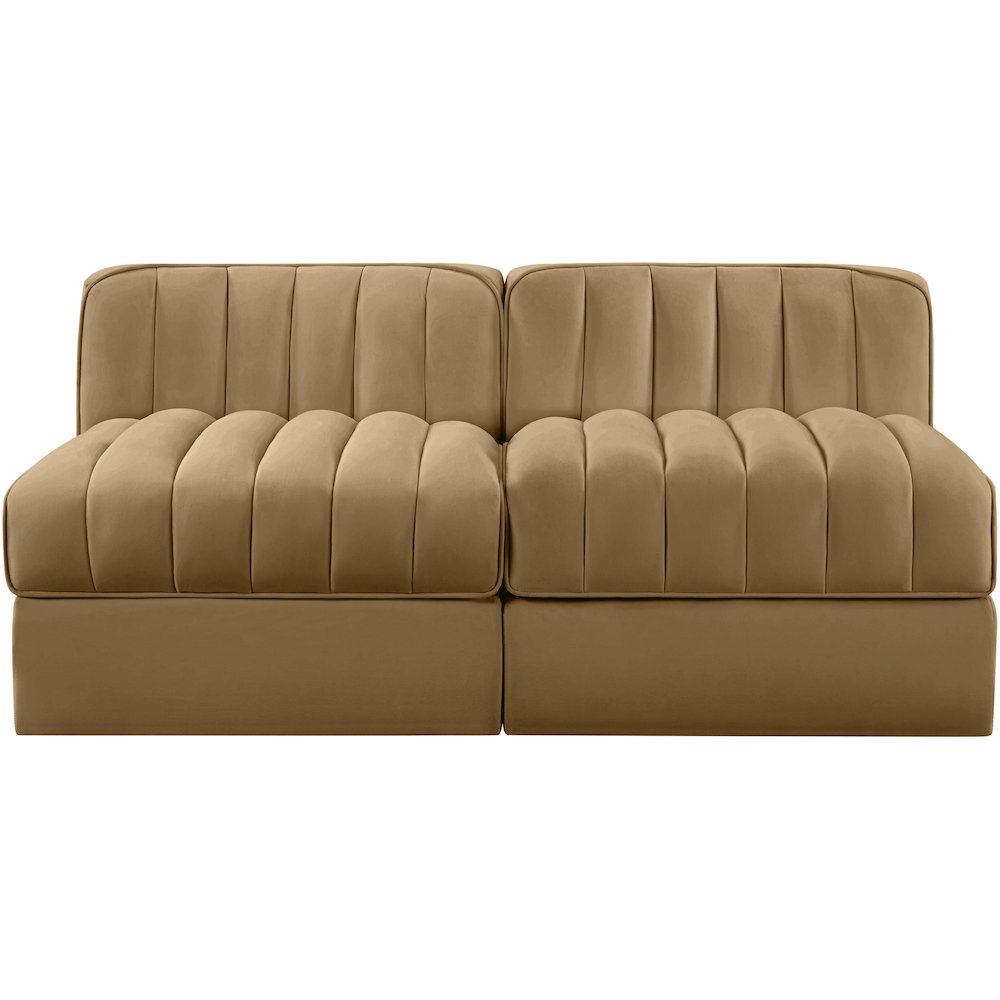 Rummi Saddle Velvet Performance Fabric Upholstered 2pc. Modular Loveseat