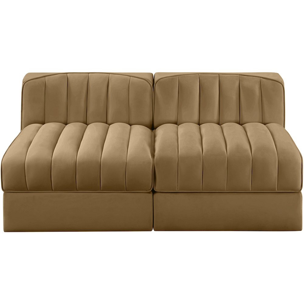 Rummi Saddle Velvet Performance Fabric Upholstered 2pc. Modular Loveseat