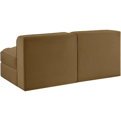 Rummi Saddle Velvet Performance Fabric Upholstered 2pc. Modular Loveseat