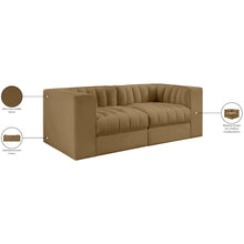 Rummi Saddle Velvet Performance Fabric Upholstered 2pc. Modular Loveseat