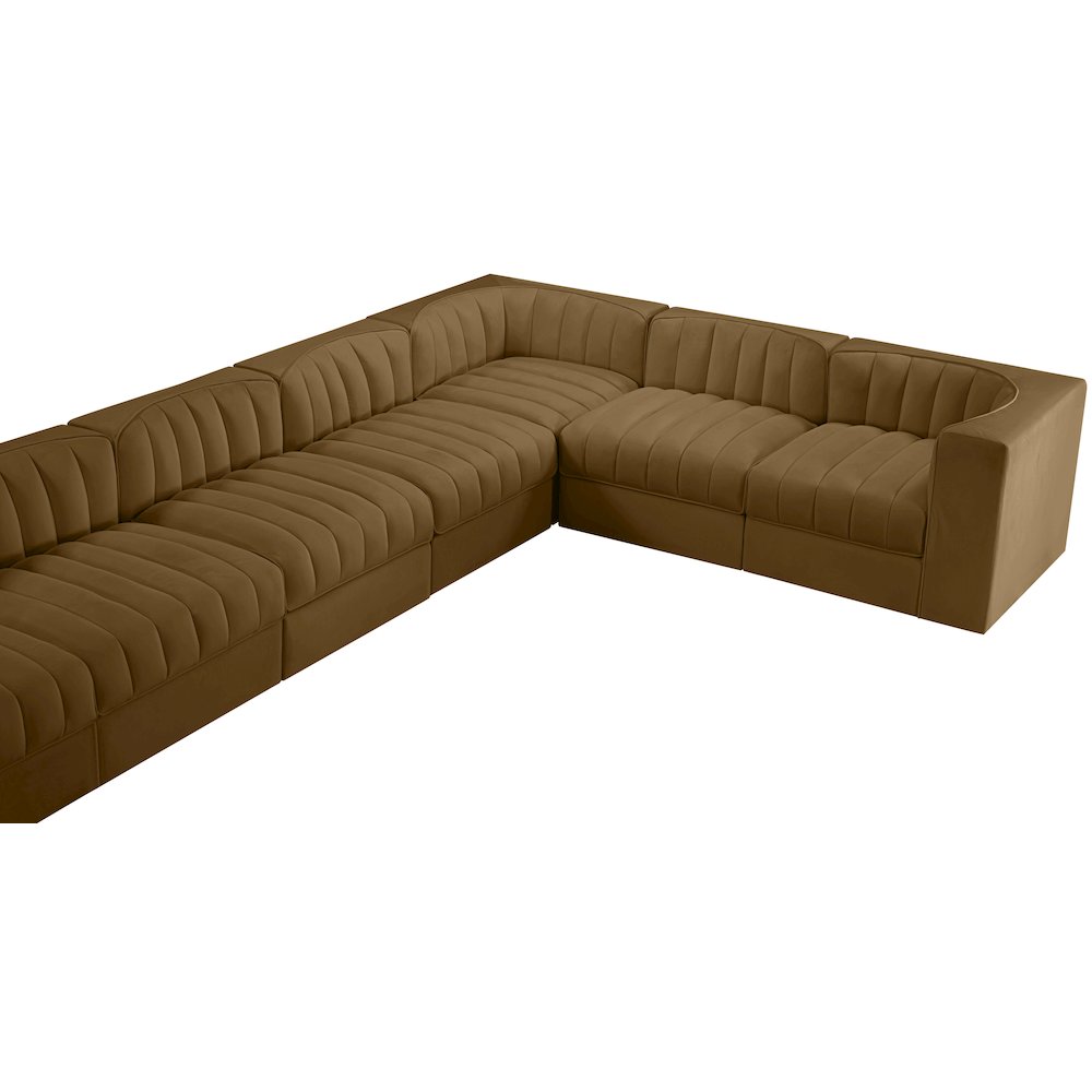 Rummi Saddle Velvet Performance Fabric Upholstered 10pc. Modular Sectional