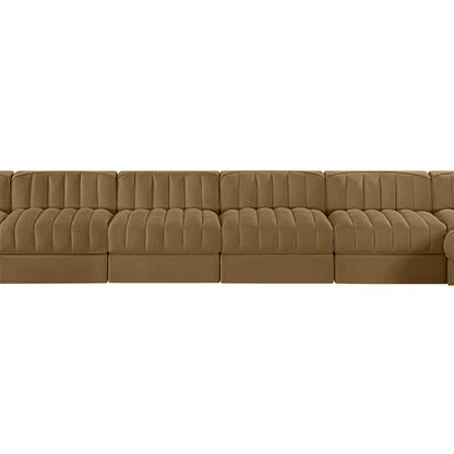 Rummi Saddle Velvet Performance Fabric Upholstered 10pc. Modular Sectional