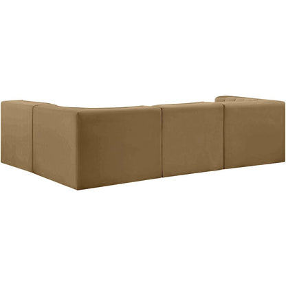 Rummi Saddle Velvet Performance Fabric Upholstered 4pc. Modular Sectional