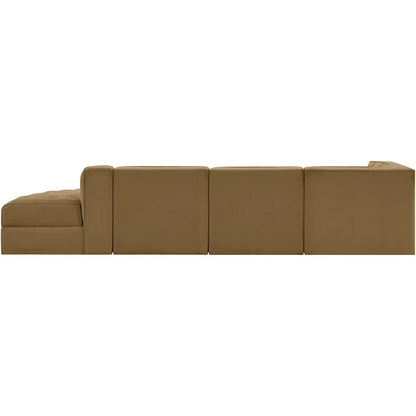 Rummi Saddle Velvet Performance Fabric Upholstered 4pc. Modular Sectional