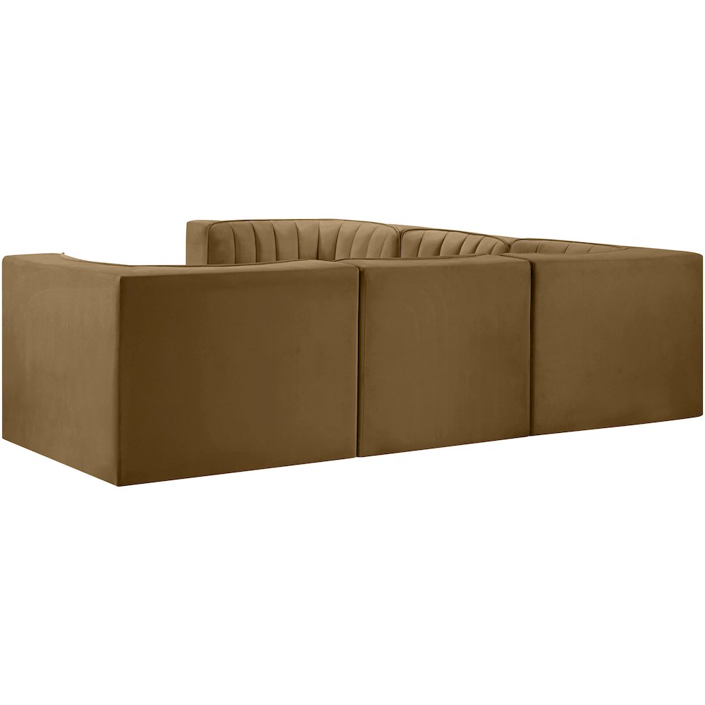 Rummi Saddle Velvet Performance Fabric Upholstered 5pc. Modular Sectional