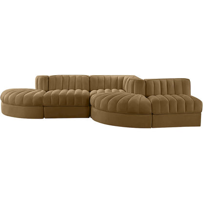 Rummi Saddle Velvet Performance Fabric Upholstered 5pc. Modular Sectional