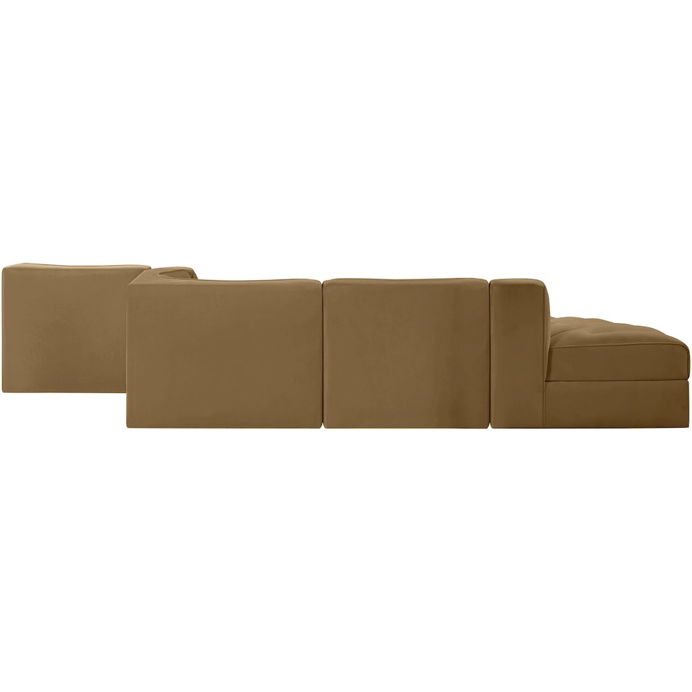 Rummi Saddle Velvet Performance Fabric Upholstered 5pc. Modular Sectional