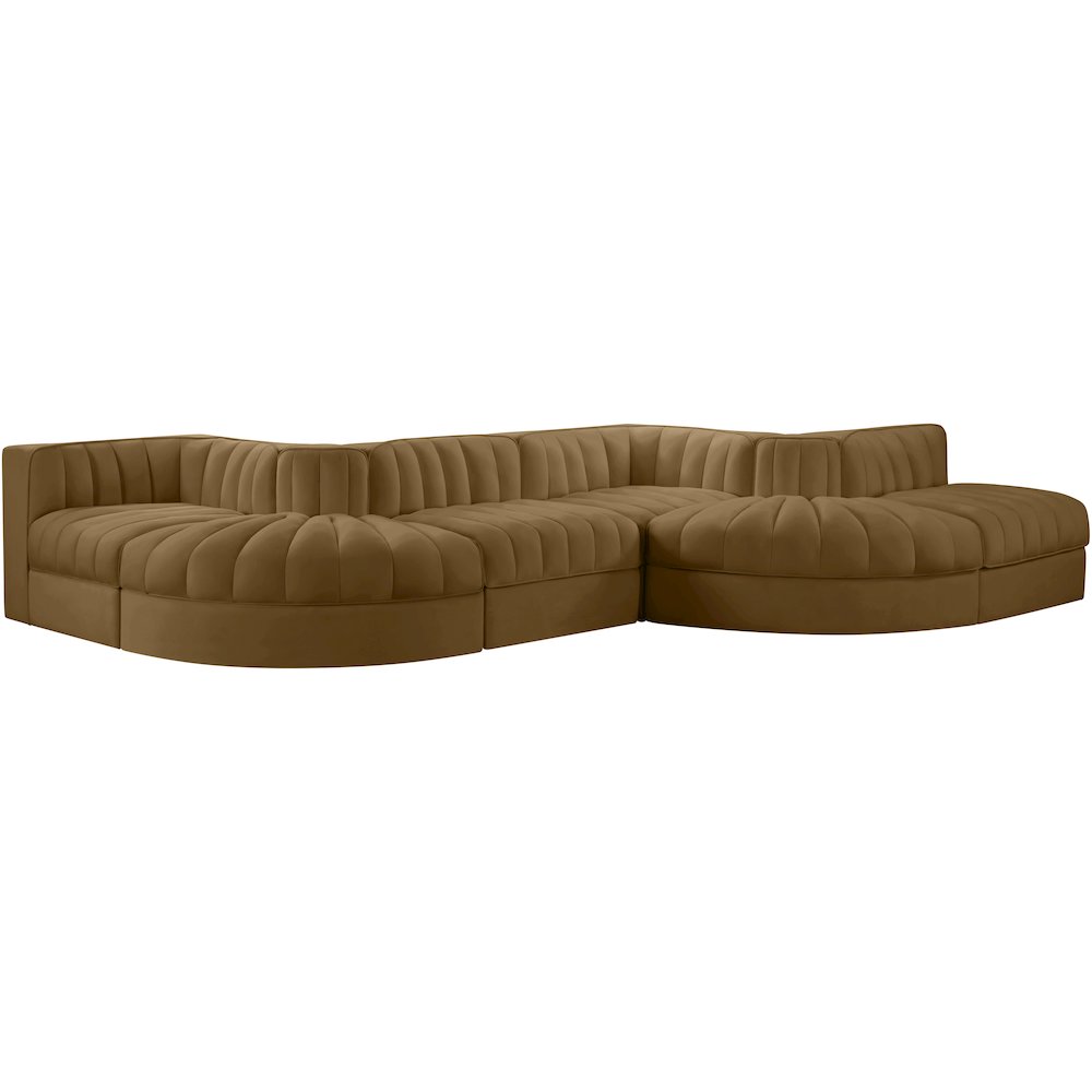 Rummi Saddle Velvet Performance Fabric Upholstered 6pc. Modular Sectional