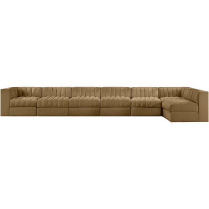 Rummi Saddle Velvet Performance Fabric Upholstered 7pc. Modular Sectional