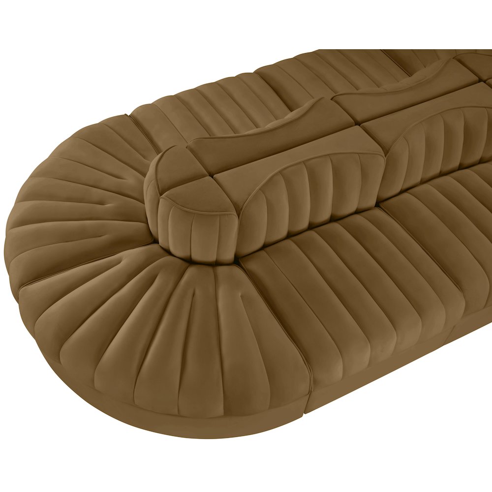 Rummi Saddle Velvet Performance Fabric Upholstered 8pc. Modular Sectional