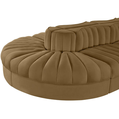Rummi Saddle Velvet Performance Fabric Upholstered 8pc. Modular Sectional
